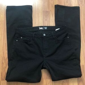 Lee Black Regular Fit Mid Rise Boot Cut Jeans Sz 14